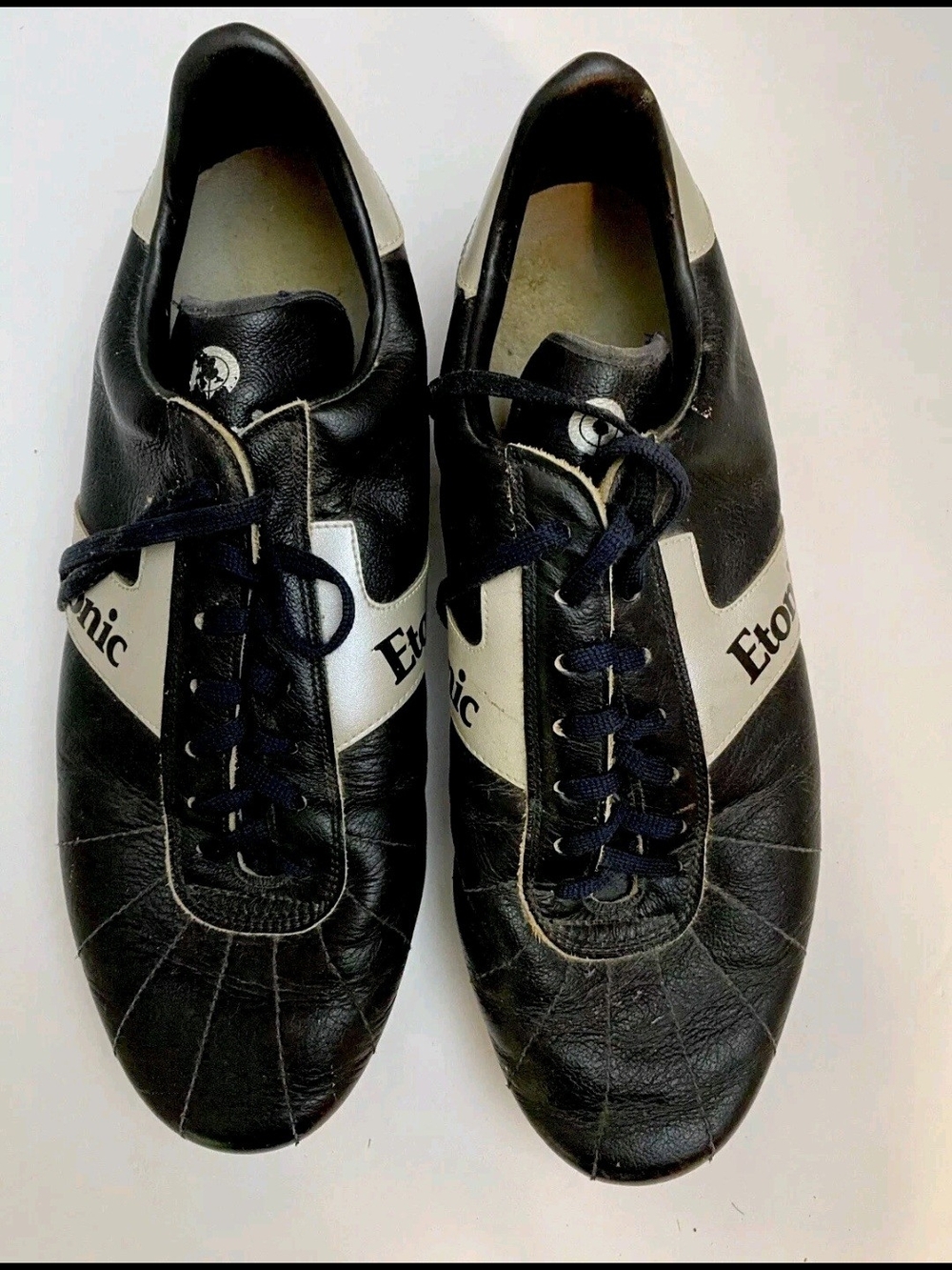 VTG Etonic Soccer Cleats Men’s Shoes Black Silver Metal Cleats RARE Collector’s - Picture 8 of 8